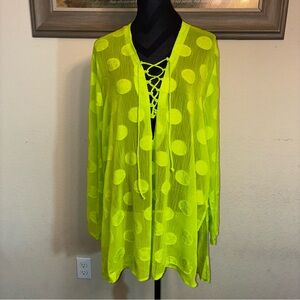 🔥🔥 Cato Neon Green Polka Dot swimsuit Coverup